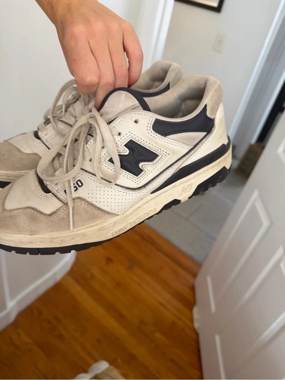 New Balance Men's White and Navy 550s Athletic Sneaker